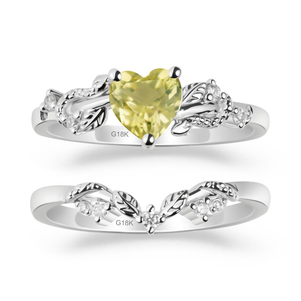 Leaf Design Lemon Quartz Ring Set - LUO Jewelry #metal_xxxxx