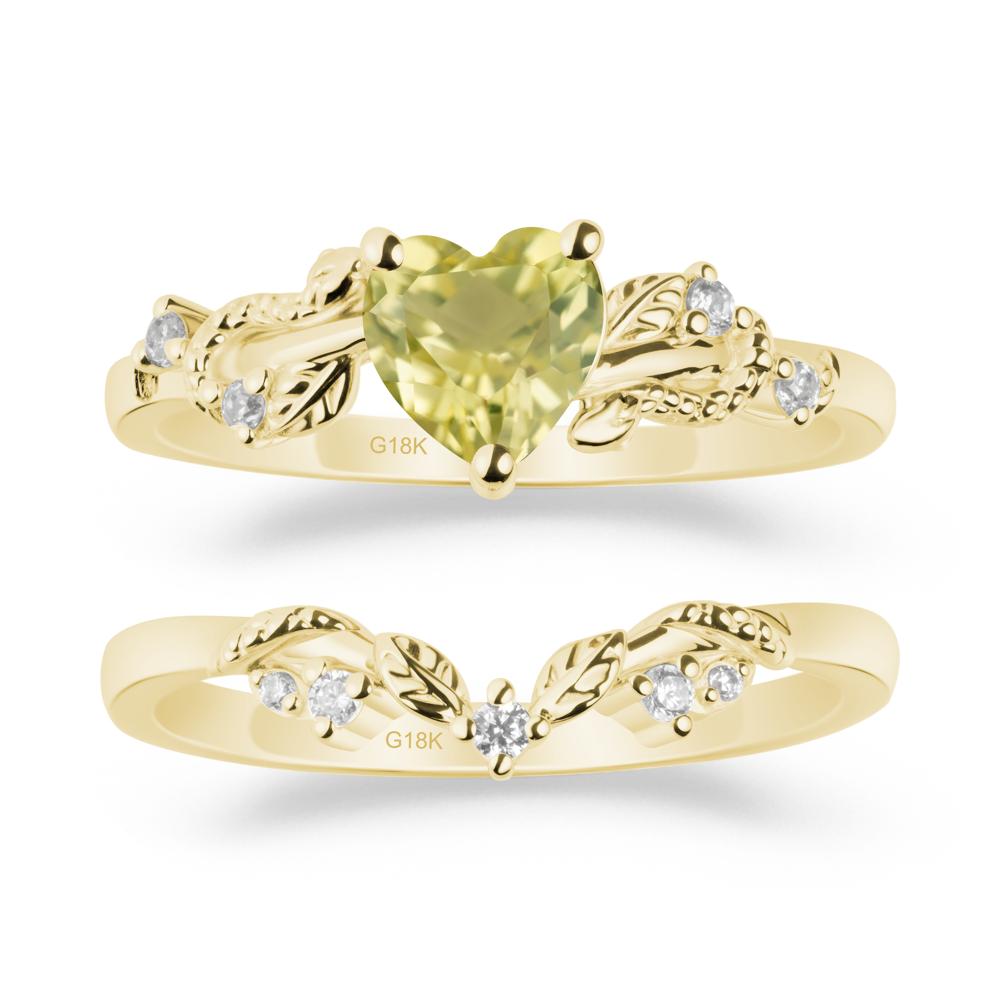 Leaf Design Lemon Quartz Ring Set - LUO Jewelry #metal_xxxxx