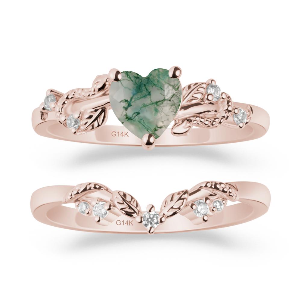 Heart Shaped Moss Agate Bridal Set - LUO Jewelry #metal_xxxxx