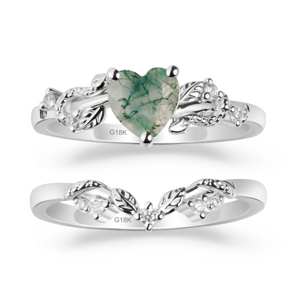 Heart Shaped Moss Agate Bridal Set - LUO Jewelry #metal_xxxxx