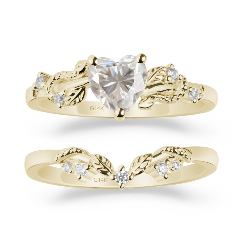 Leaf Design Moissanite Ring Set - LUO Jewelry #metal_xxxxx