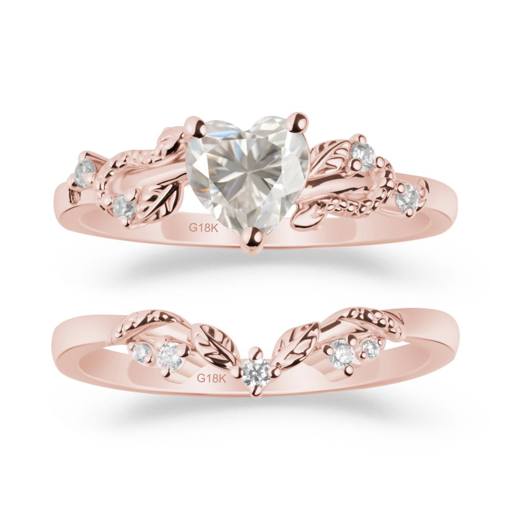 Leaf Design Moissanite Ring Set - LUO Jewelry #metal_xxxxx