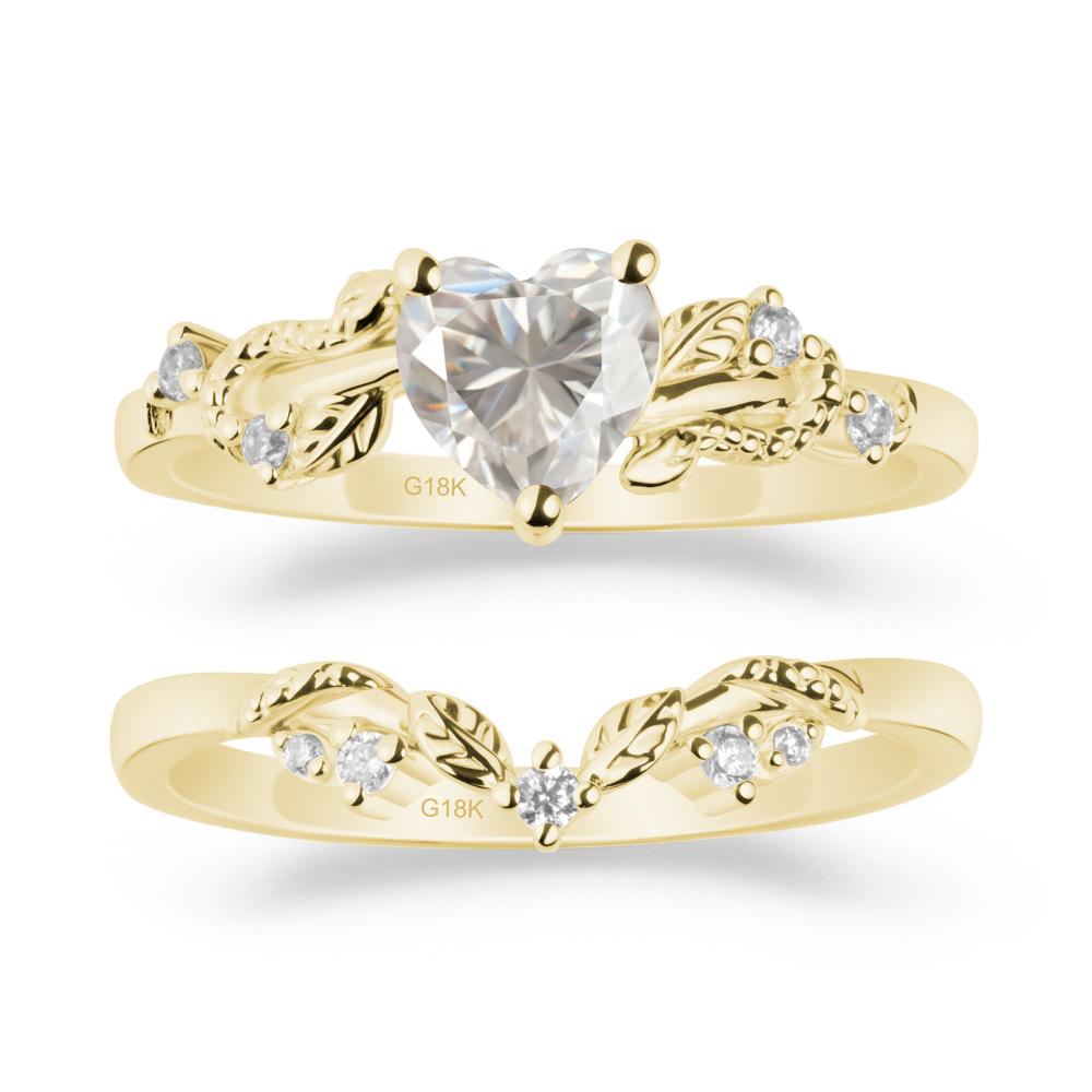 Leaf Design Moissanite Ring Set - LUO Jewelry #metal_xxxxx