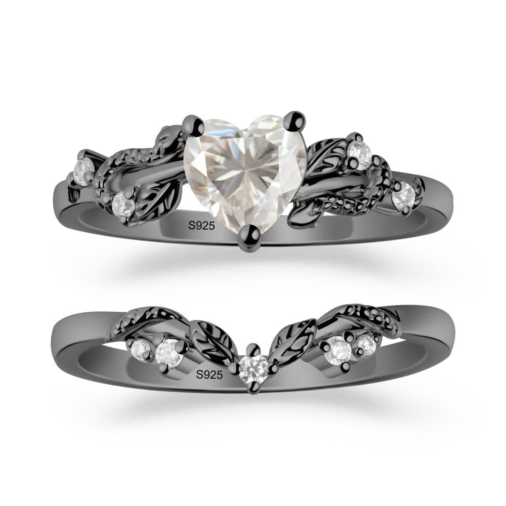 Leaf Design Moissanite Ring Set - LUO Jewelry #metal_xxxxx