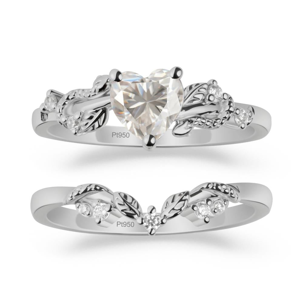 Leaf Design Moissanite Ring Set - LUO Jewelry #metal_xxxxx