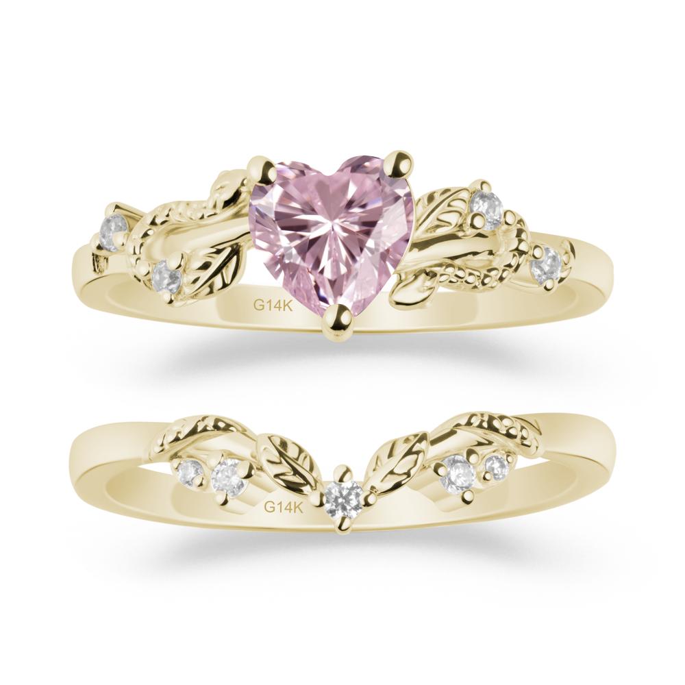 Heart Shaped Pink Cubic Zirconia Bridal Set - LUO Jewelry #metal_xxxxx