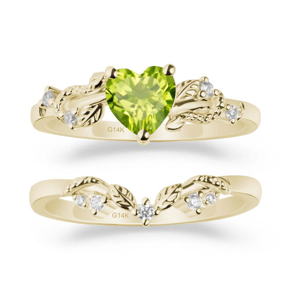 Leaf Design Peridot Ring Set - LUO Jewelry #metal_xxxxx