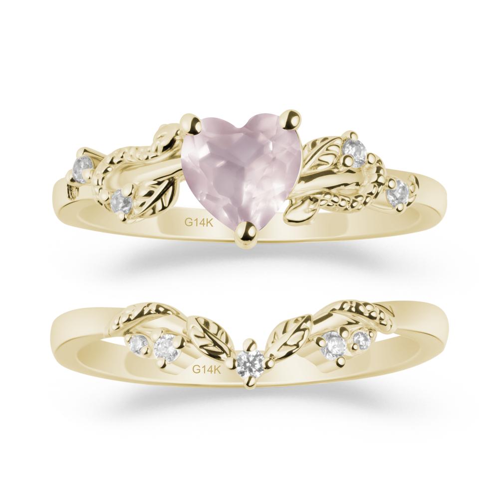 Snake Inspire Rose Quartz Wedding Ring Set - LUO Jewelry #metal_xxxxx