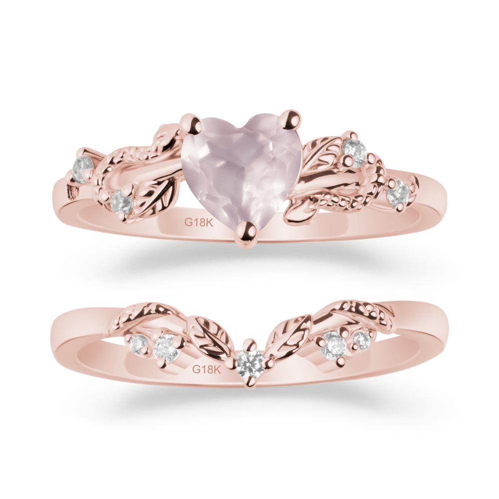 Snake Inspire Rose Quartz Wedding Ring Set | LUO
