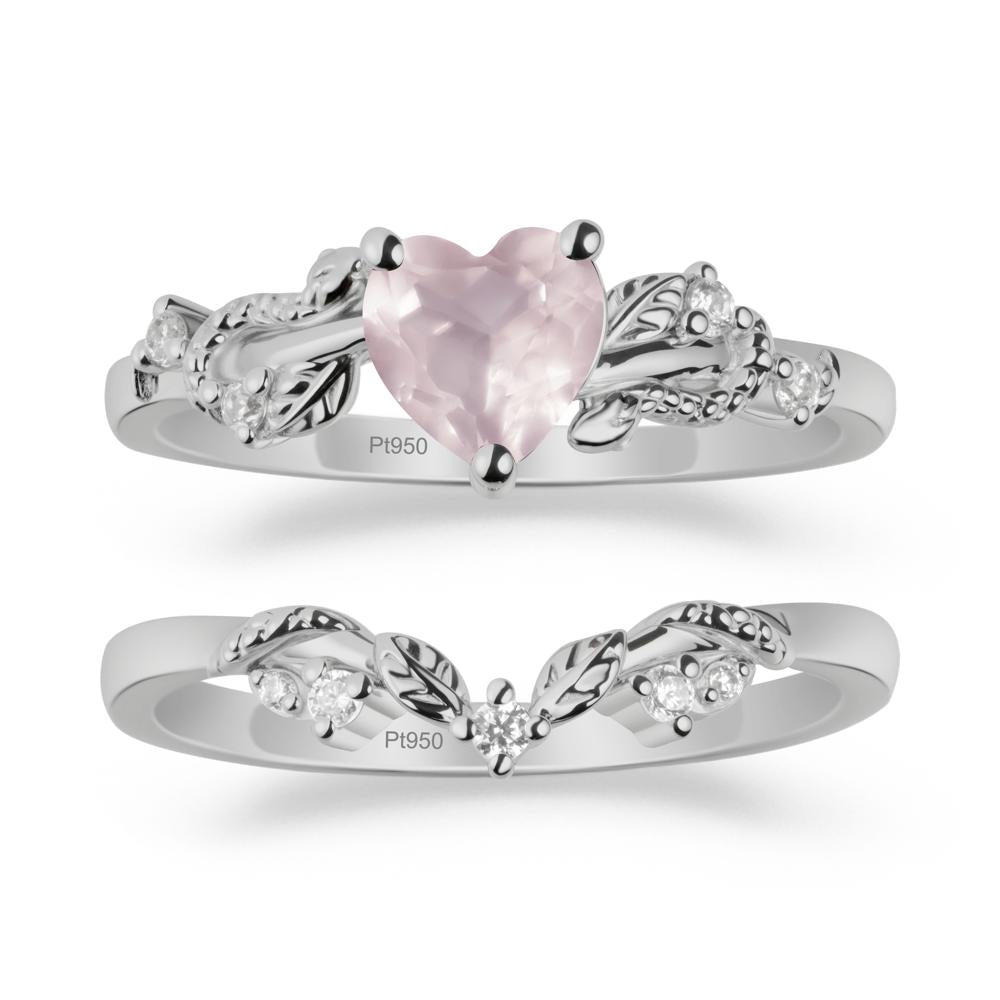 Snake Inspire Rose Quartz Wedding Ring Set - LUO Jewelry #metal_xxxxx
