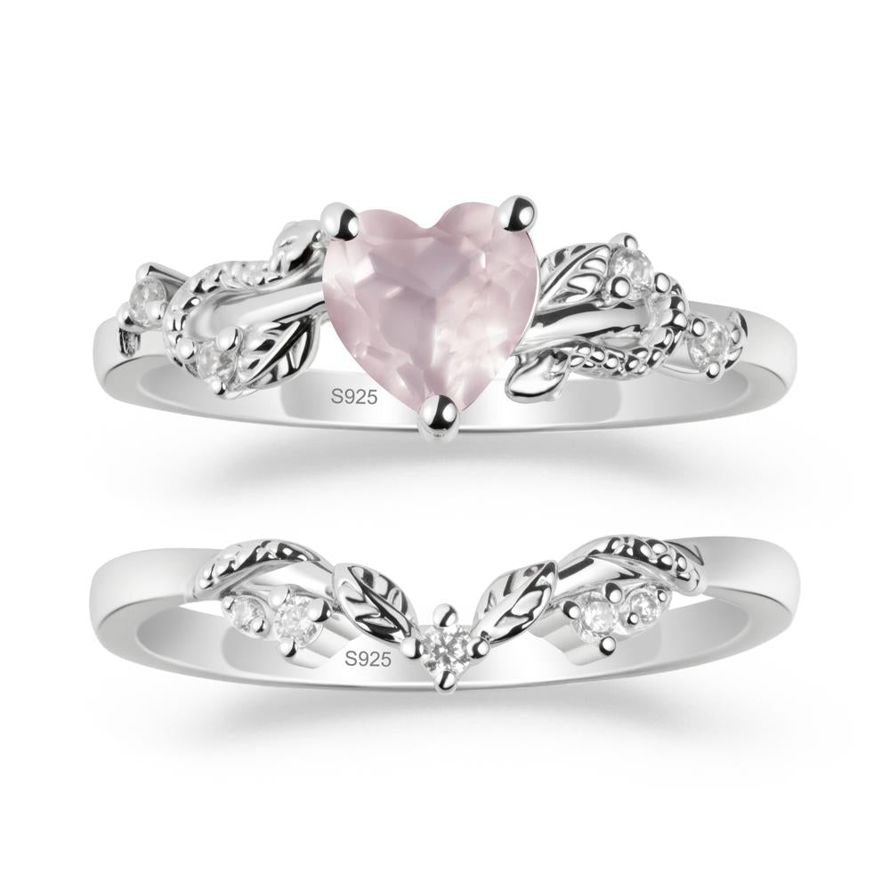 Snake Inspire Rose Quartz Wedding Ring Set | LUO