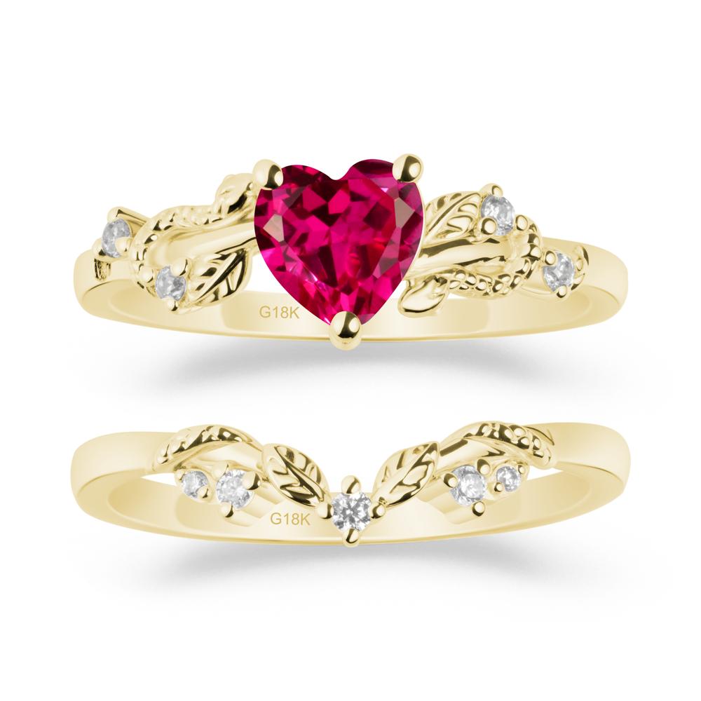 Heart Shaped Ruby Bridal Set - LUO Jewelry #metal_xxxxx