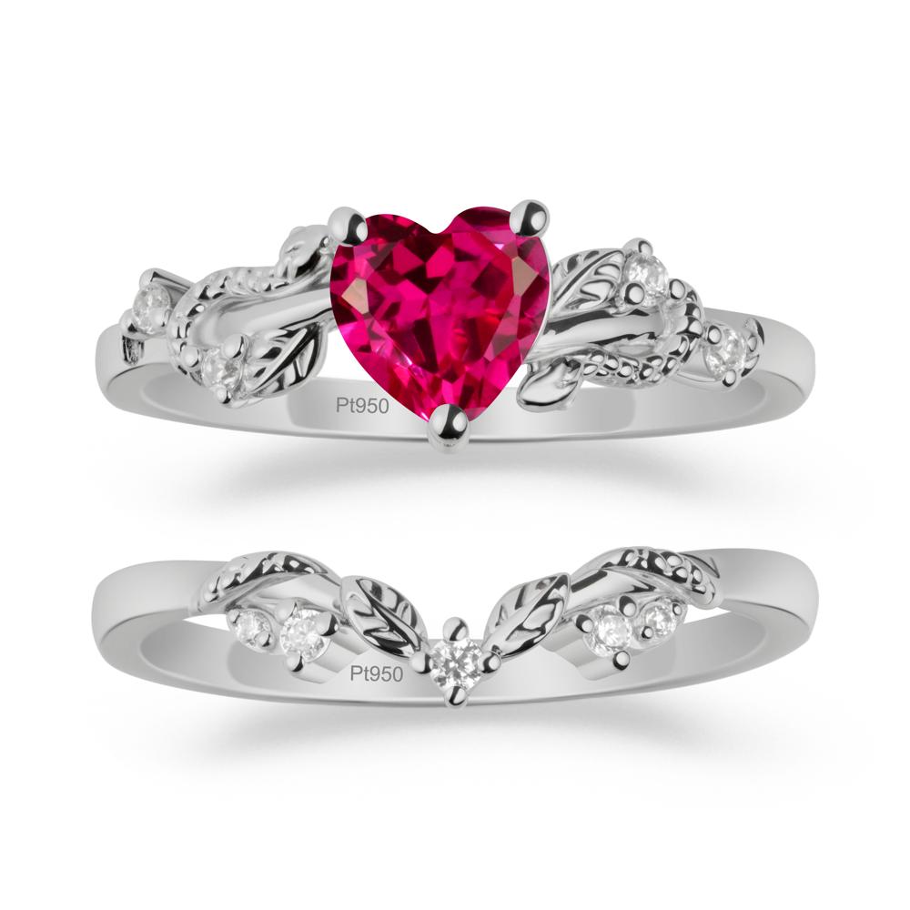 Heart Shaped Ruby Bridal Set - LUO Jewelry #metal_xxxxx