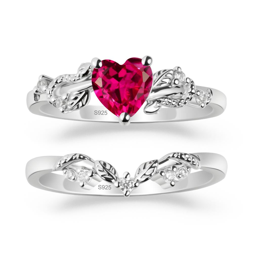 Heart Shaped Ruby Bridal Set - LUO Jewelry #metal_xxxxx