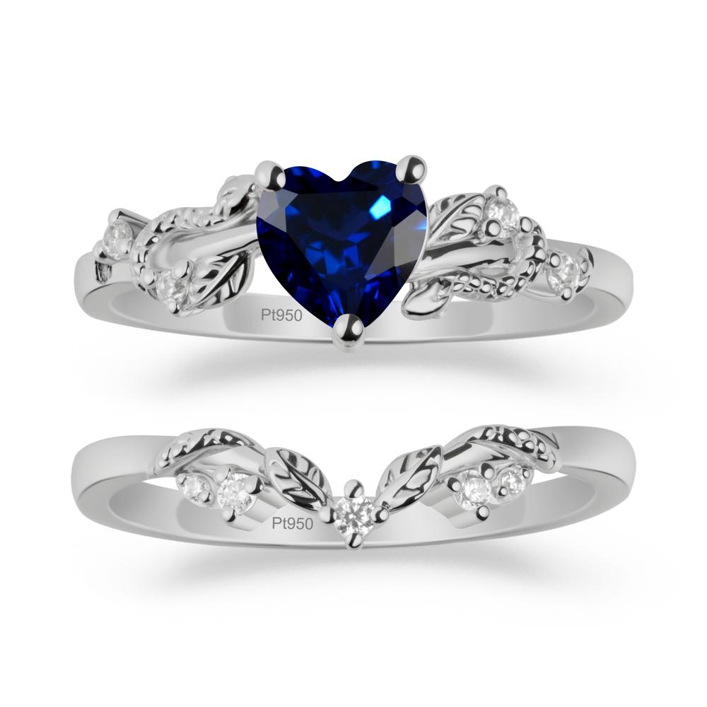 Leaf Design Sapphire Ring Set - LUO Jewelry #metal_xxxxx