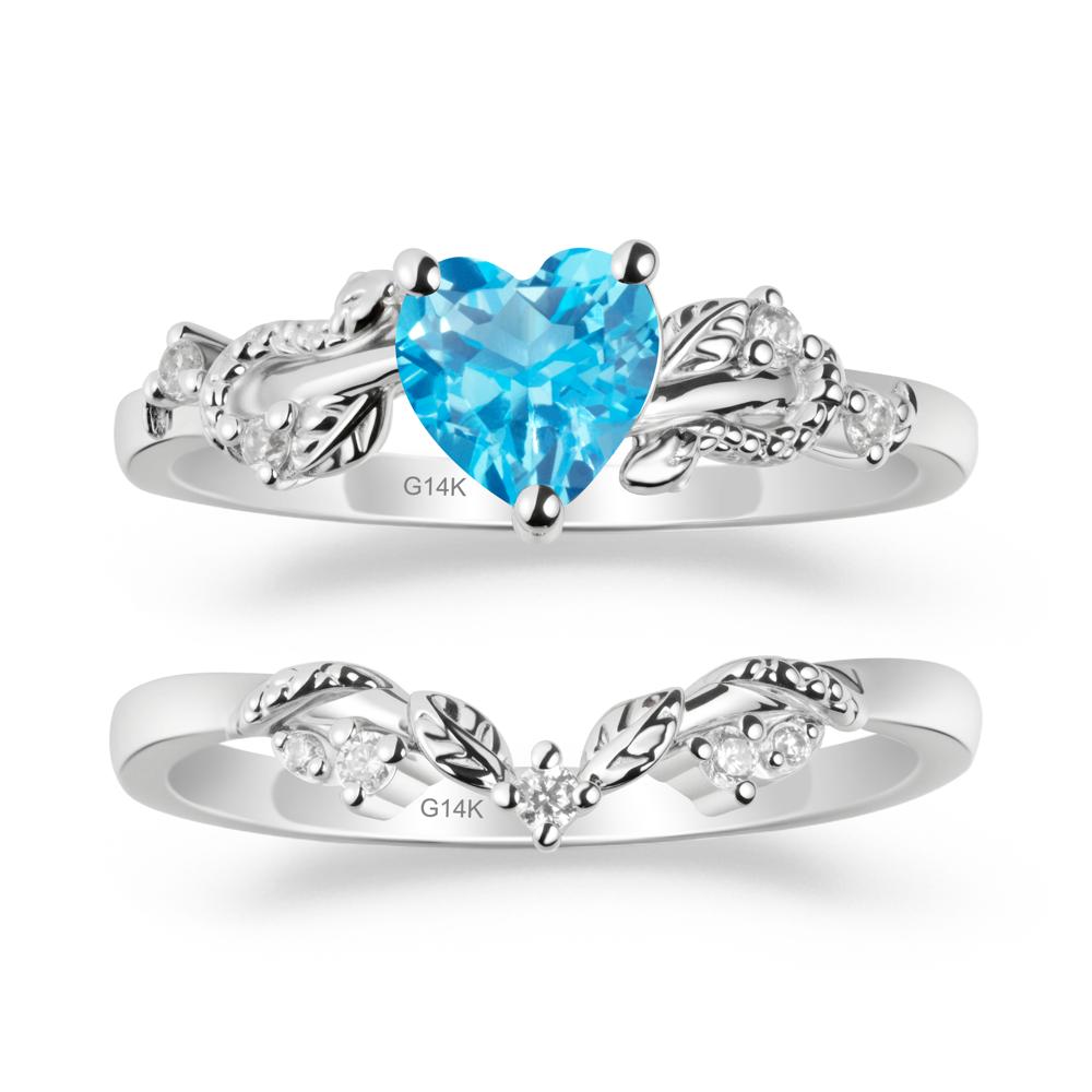 Heart Shaped Swiss Blue Topaz Bridal Set - LUO Jewelry #metal_xxxxx
