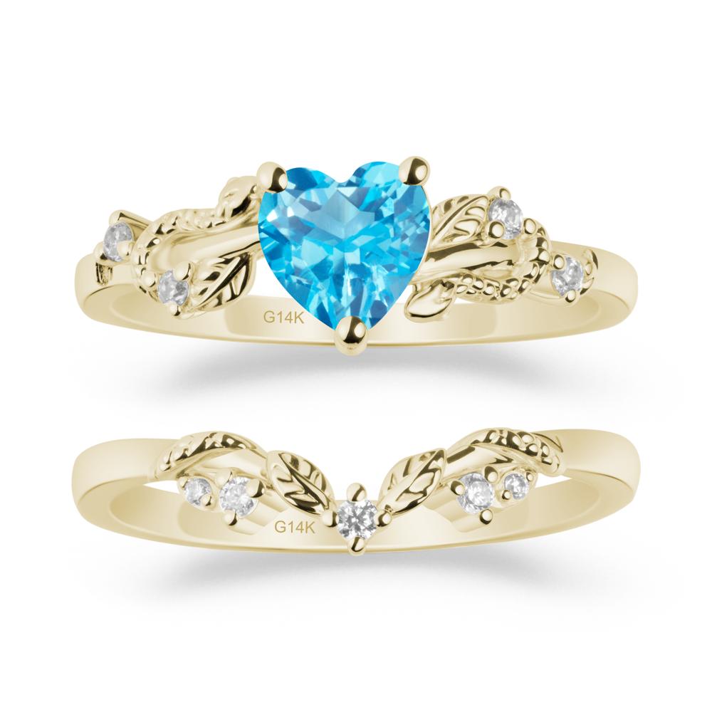 Heart Shaped Swiss Blue Topaz Bridal Set - LUO Jewelry #metal_xxxxx