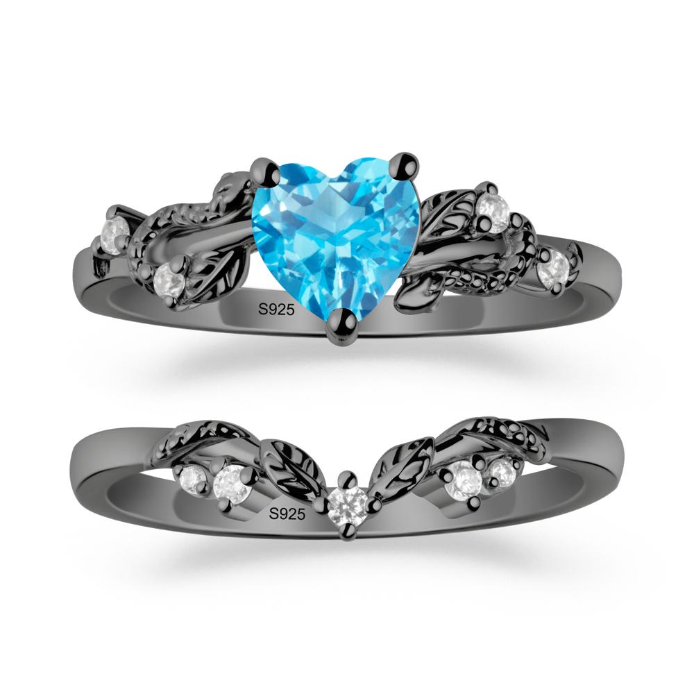 Heart Shaped Swiss Blue Topaz Bridal Set - LUO Jewelry #metal_xxxxx