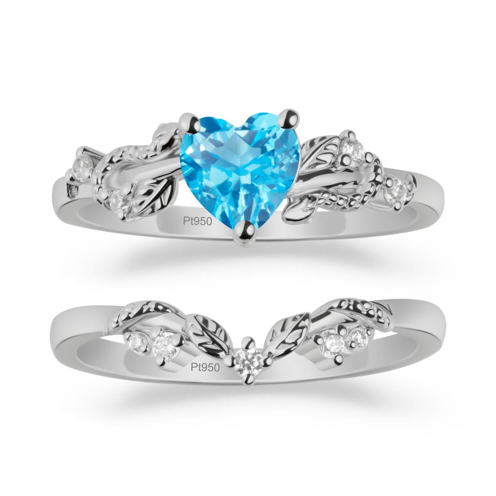 Heart Shaped Swiss Blue Topaz Bridal Set - LUO Jewelry #metal_xxxxx