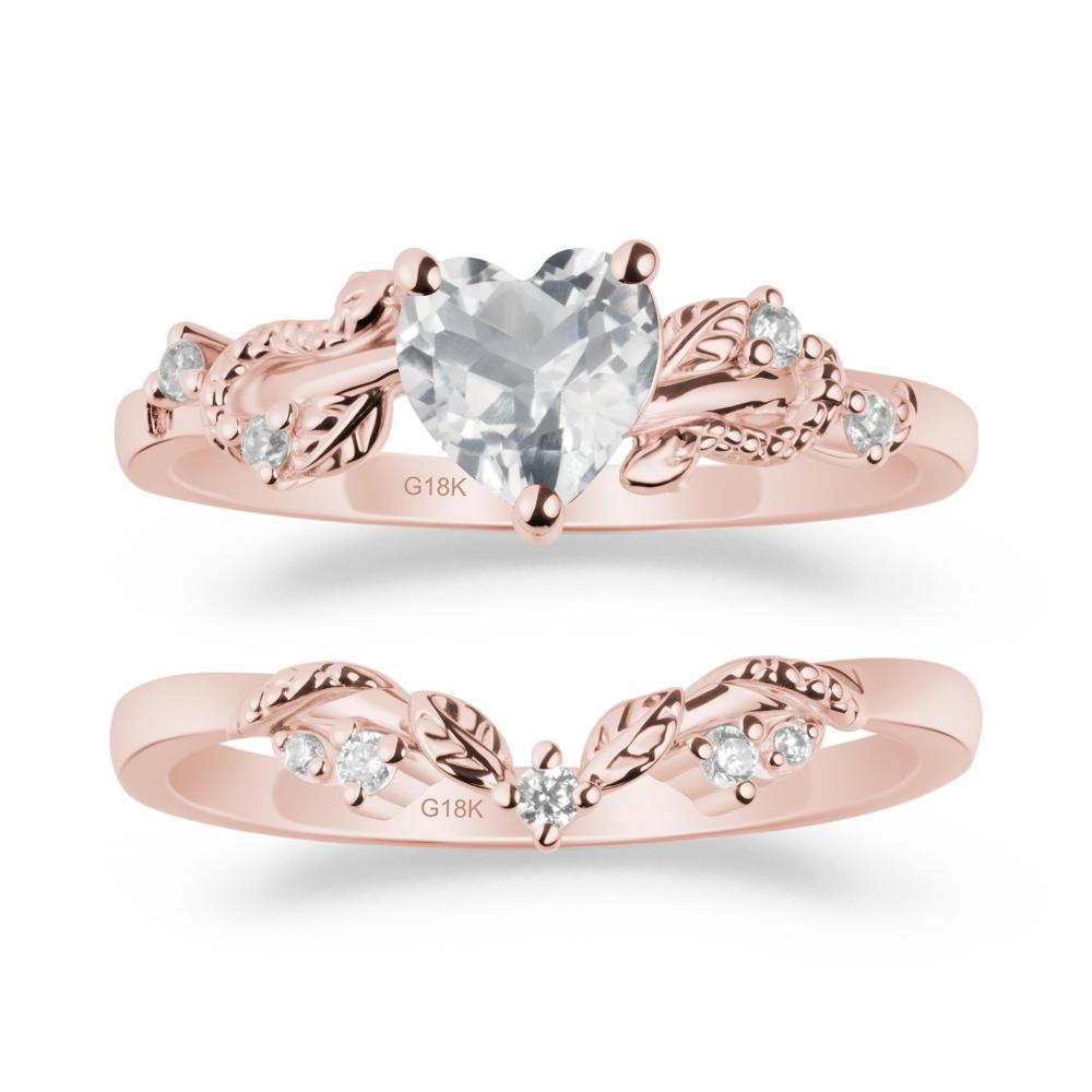 Leaf Design White Topaz Ring Set - LUO Jewelry #metal_xxxxx