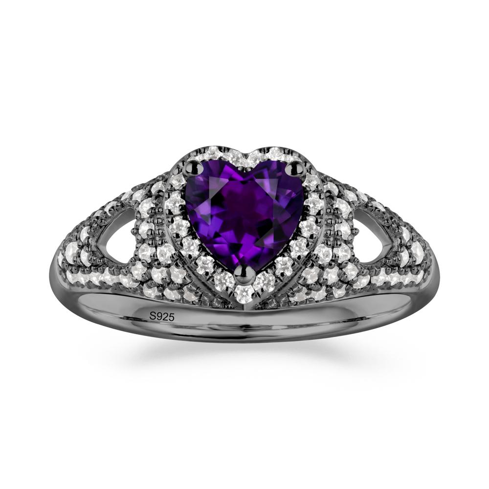 Heart Cut Amethyst Pave Ring - LUO Jewelry #metal_black finish sterling silver