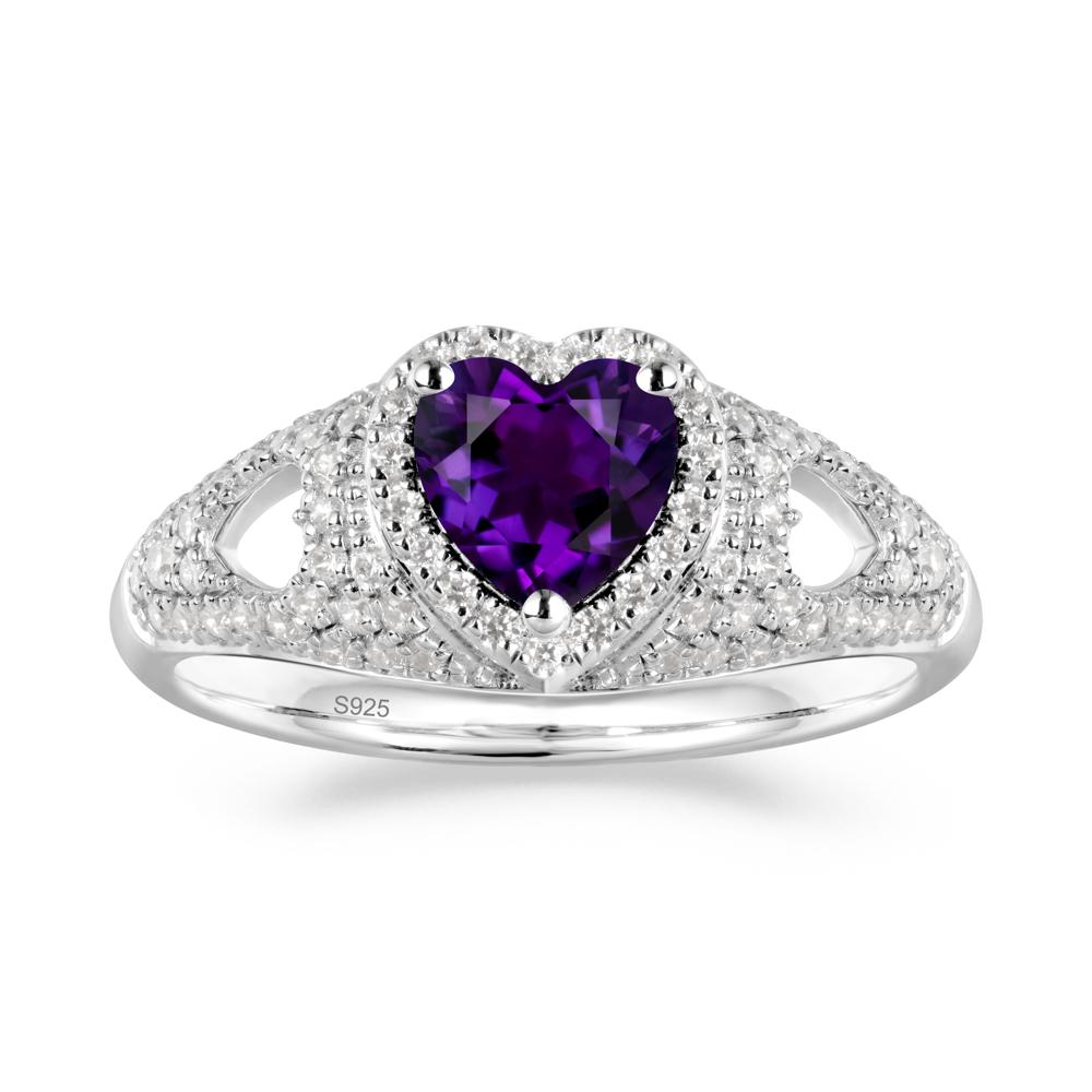 Heart Cut Amethyst Pave Ring - LUO Jewelry #metal_sterling silver