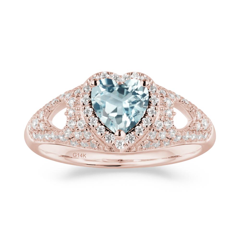 Heart Shaped Aquamarine Cluster Ring - LUO Jewelry #metal_14k rose gold