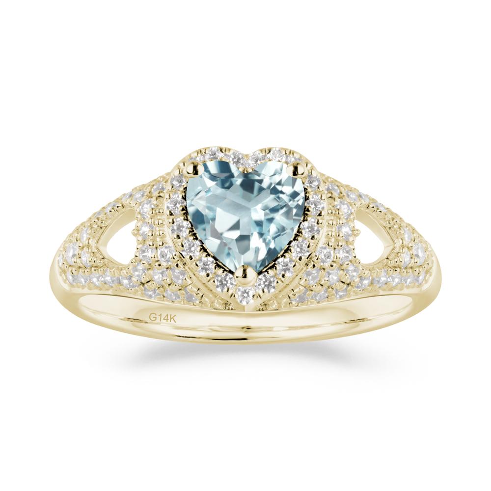 Heart Shaped Aquamarine Cluster Ring - LUO Jewelry #metal_14k yellow gold