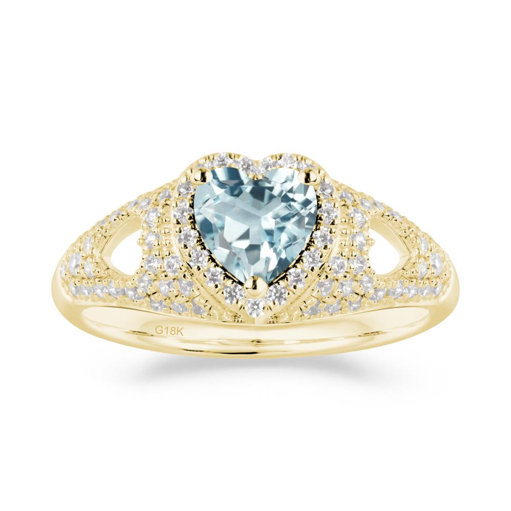 Heart Shaped Aquamarine Cluster Ring - LUO Jewelry #metal_18k yellow gold