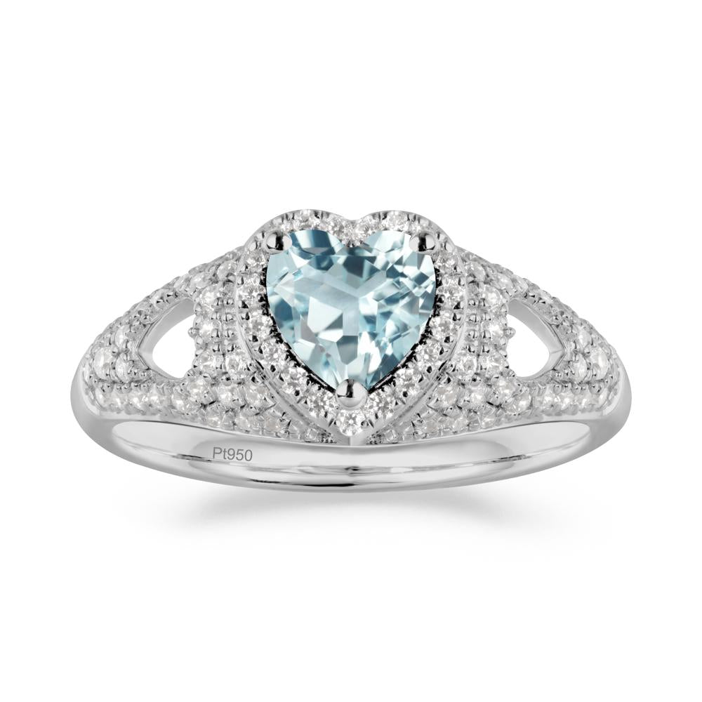 Heart Shaped Aquamarine Cluster Ring - LUO Jewelry #metal_platinum