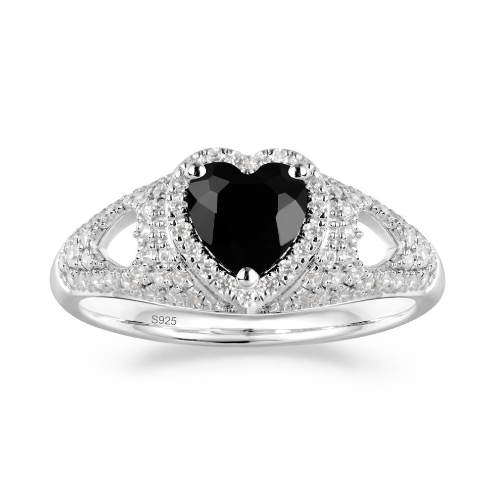 Heart Shaped Black Spinel Cluster Ring - LUO Jewelry #metal_sterling silver