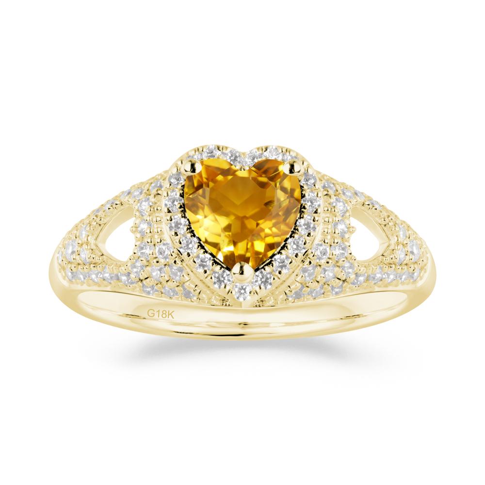 Heart Cut Citrine Pave Ring - LUO Jewelry #metal_18k yellow gold
