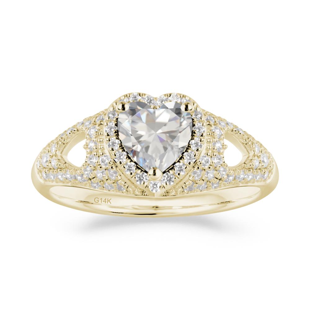 Halo Ring with Heart Shaped Cubic Zirconia - LUO Jewelry #metal_14k yellow gold