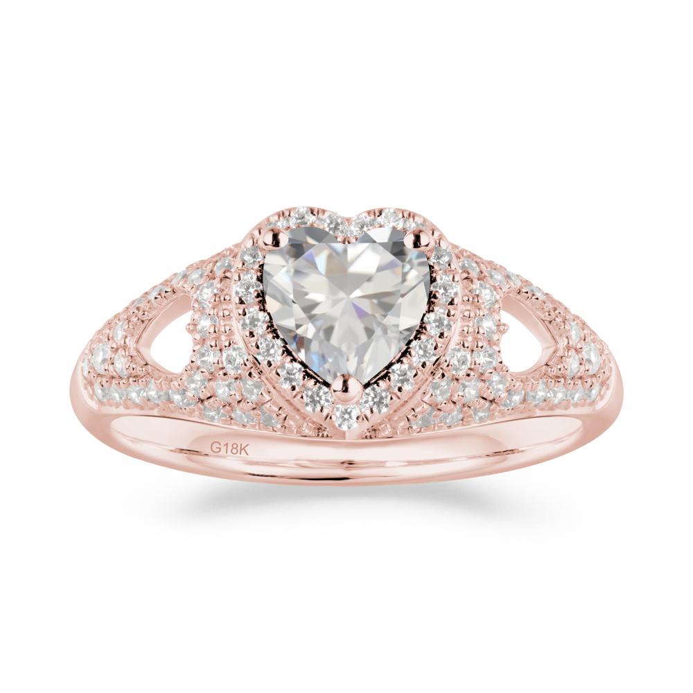 Halo Ring with Heart Shaped Cubic Zirconia - LUO Jewelry #metal_18k rose gold