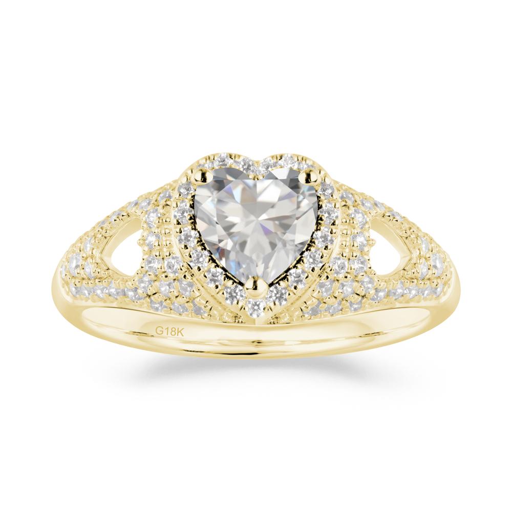 Halo Ring with Heart Shaped Cubic Zirconia - LUO Jewelry #metal_18k yellow gold