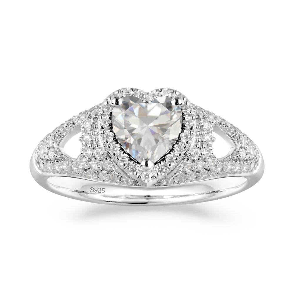 Halo Ring with Heart Shaped Cubic Zirconia - LUO Jewelry #metal_sterling silver