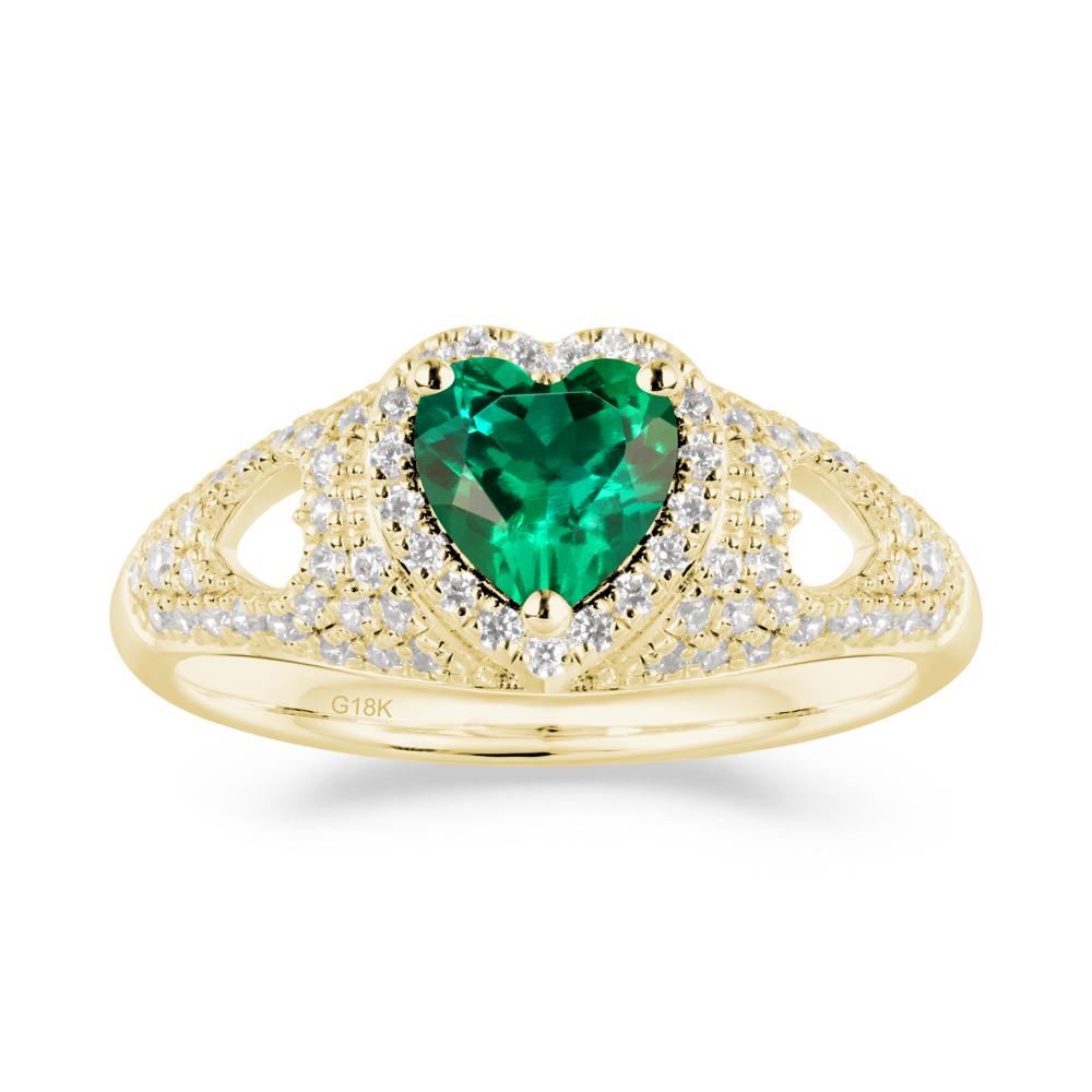 Heart Shaped Emerald Halo Ring - LUO Jewelry #metal_18k yellow gold