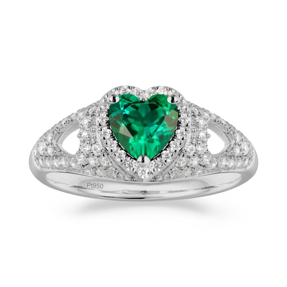 Heart Shaped Emerald Halo Ring - LUO Jewelry #metal_platinum