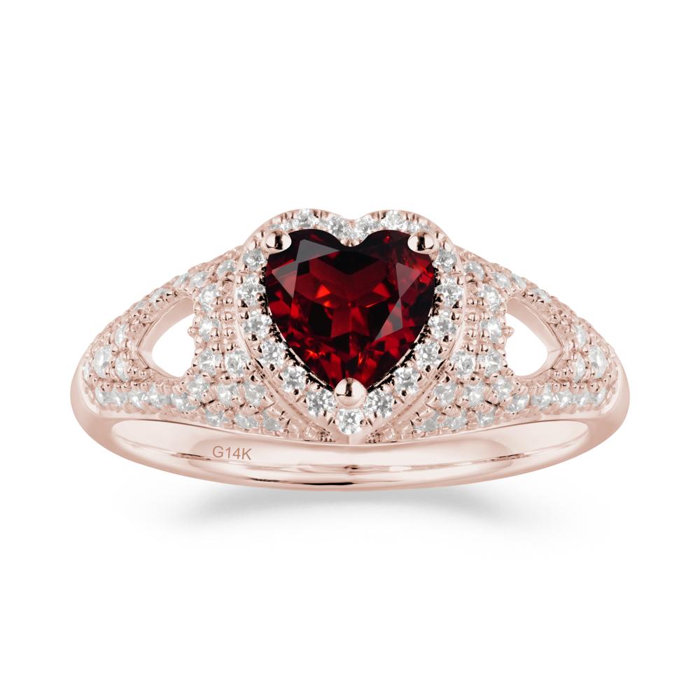 Heart Cut Garnet Pave Ring - LUO Jewelry #metal_14k rose gold