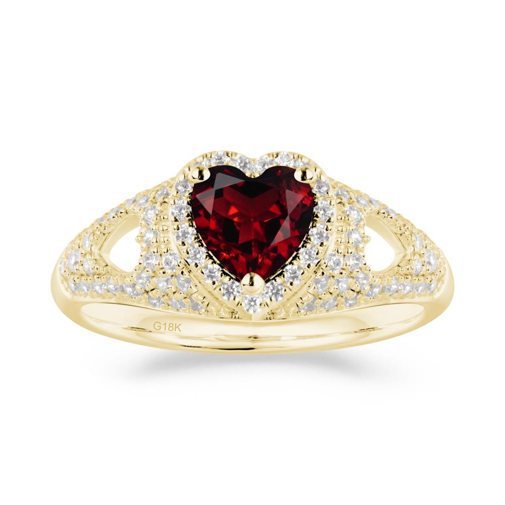 Heart Cut Garnet Pave Ring - LUO Jewelry #metal_18k yellow gold