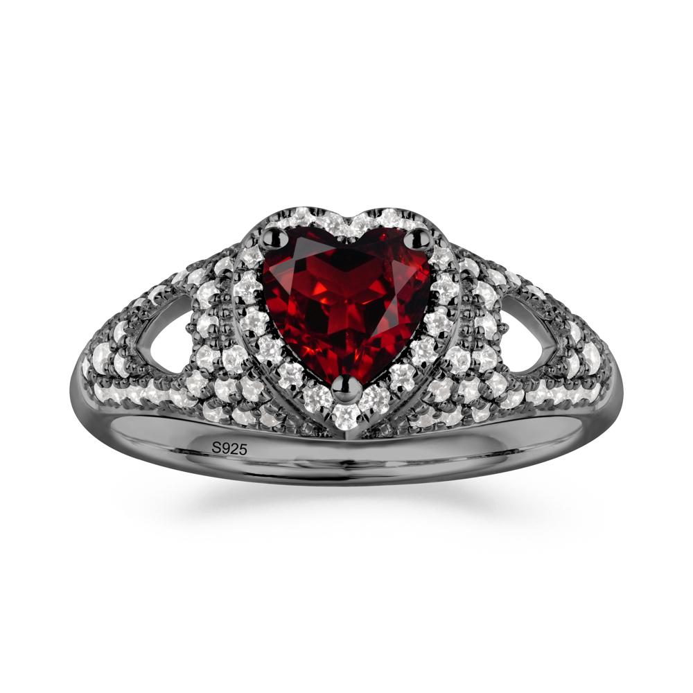 Heart Cut Garnet Pave Ring - LUO Jewelry #metal_black finish sterling silver
