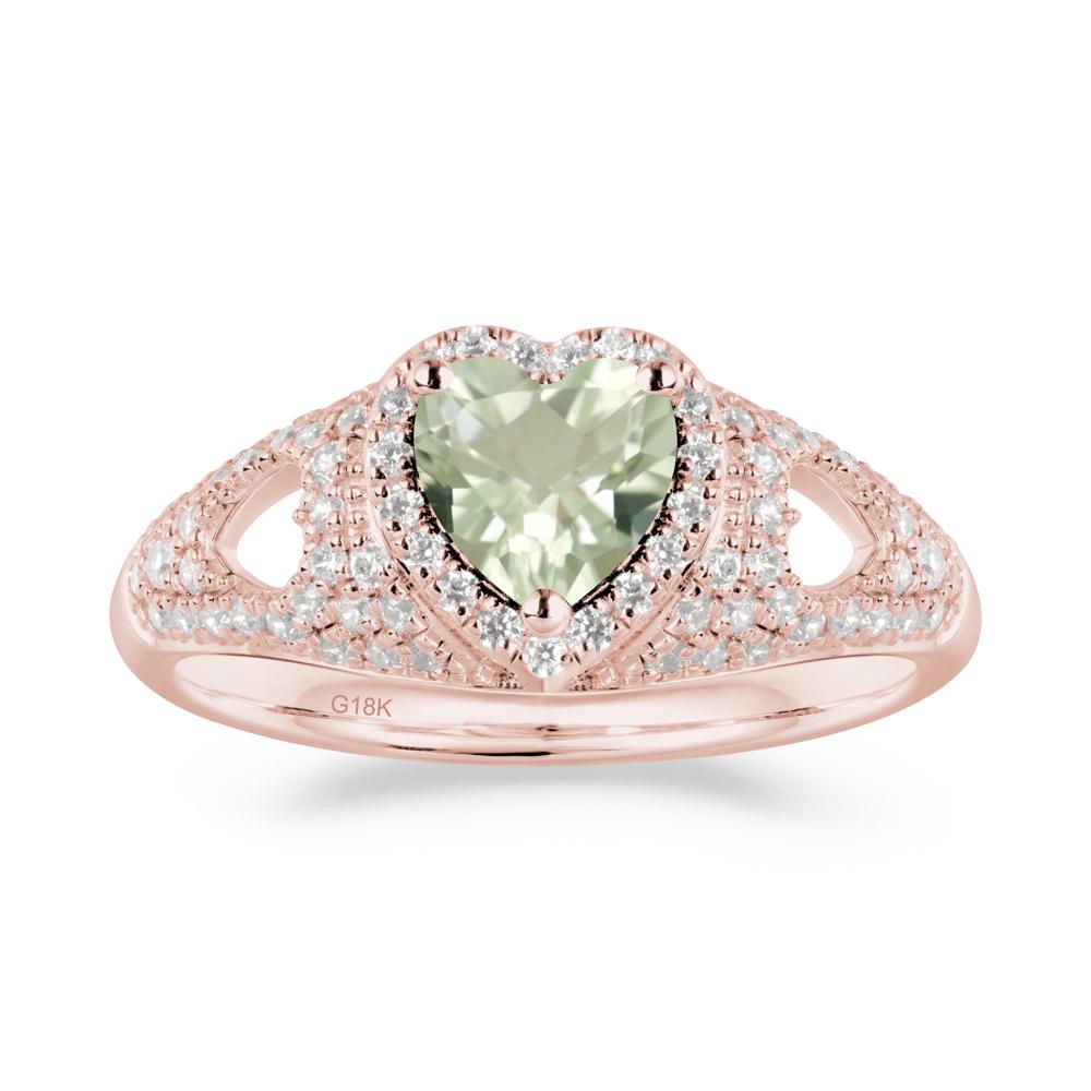 Heart Cut Green Amethyst Pave Ring - LUO Jewelry #metal_18k rose gold
