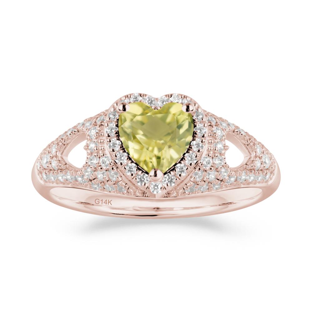 Elegant Heart Shaped Lemon Quartz Ring - LUO Jewelry #metal_14k rose gold