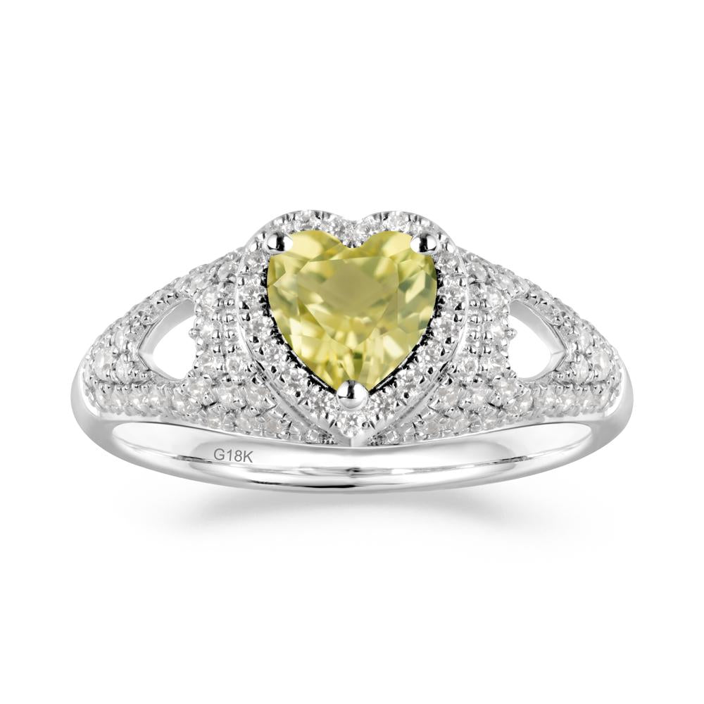 Elegant Heart Shaped Lemon Quartz Ring - LUO Jewelry #metal_18k white gold