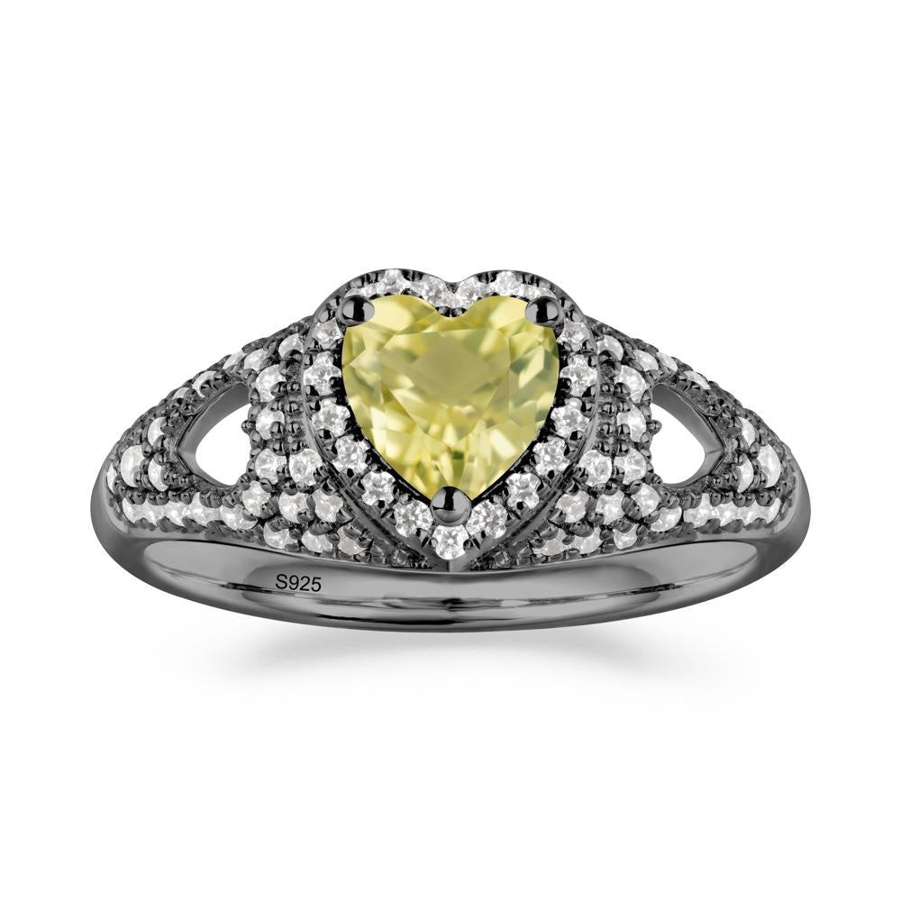 Elegant Heart Shaped Lemon Quartz Ring - LUO Jewelry #metal_black finish sterling silver