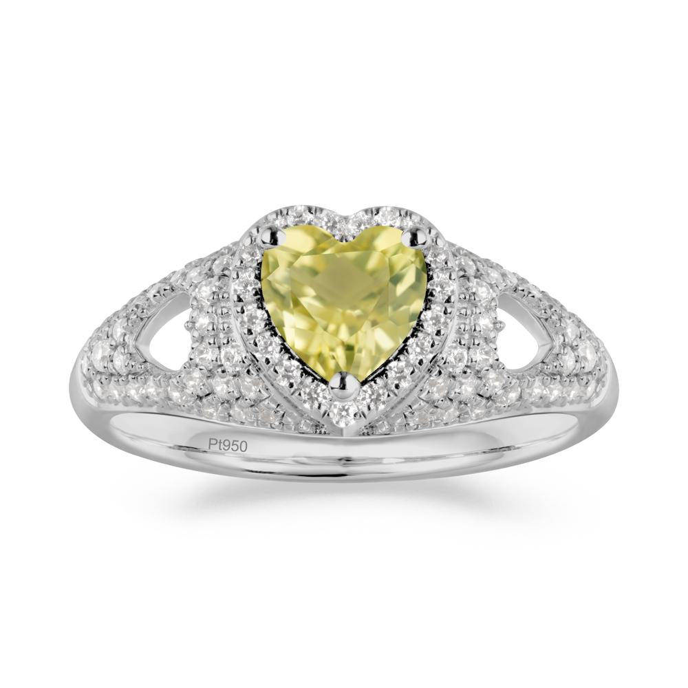 Elegant Heart Shaped Lemon Quartz Ring - LUO Jewelry #metal_platinum