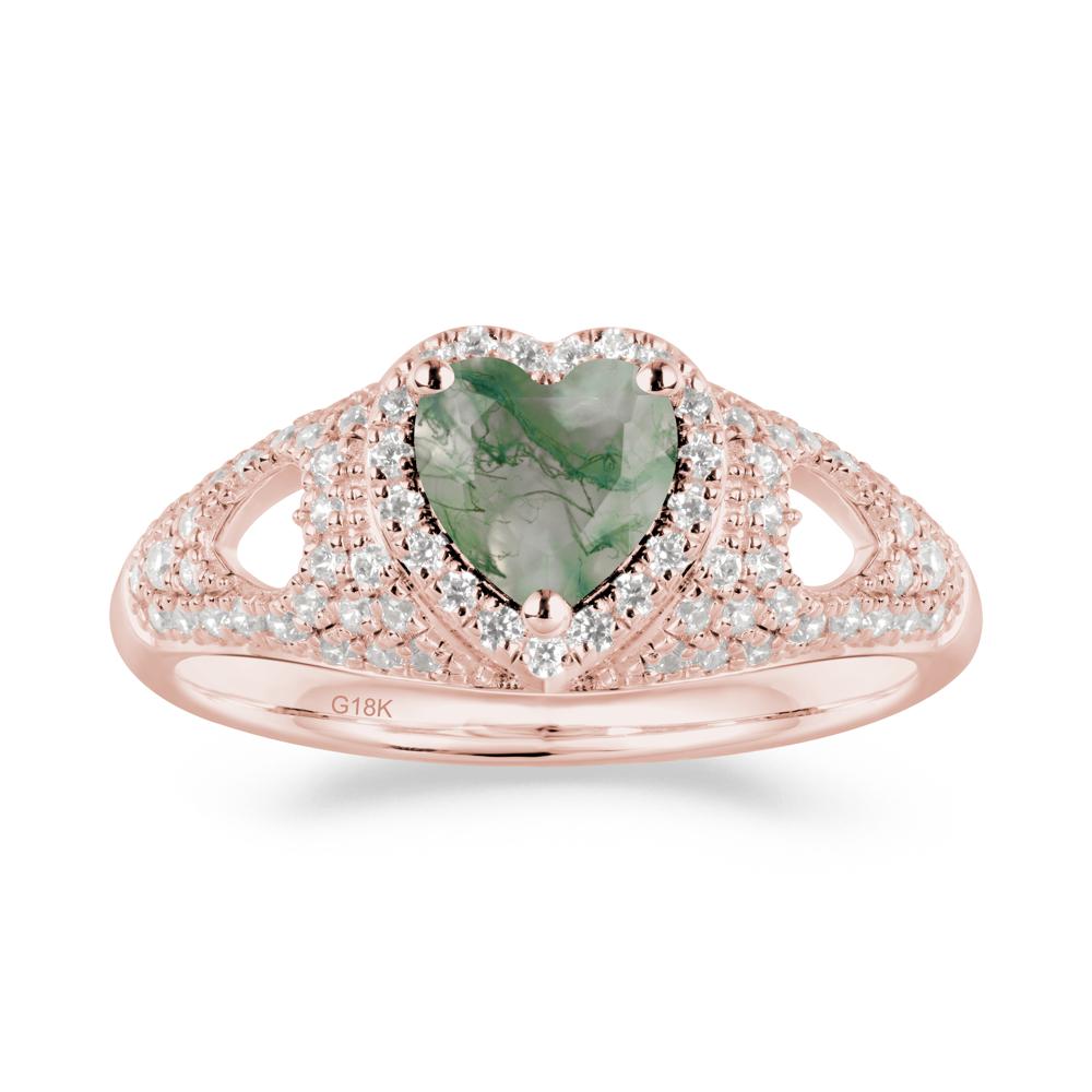 Heart Shaped Moss Agate Cluster Ring - LUO Jewelry #metal_18k rose gold