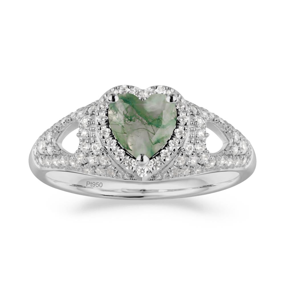 Heart Shaped Moss Agate Cluster Ring - LUO Jewelry #metal_platinum