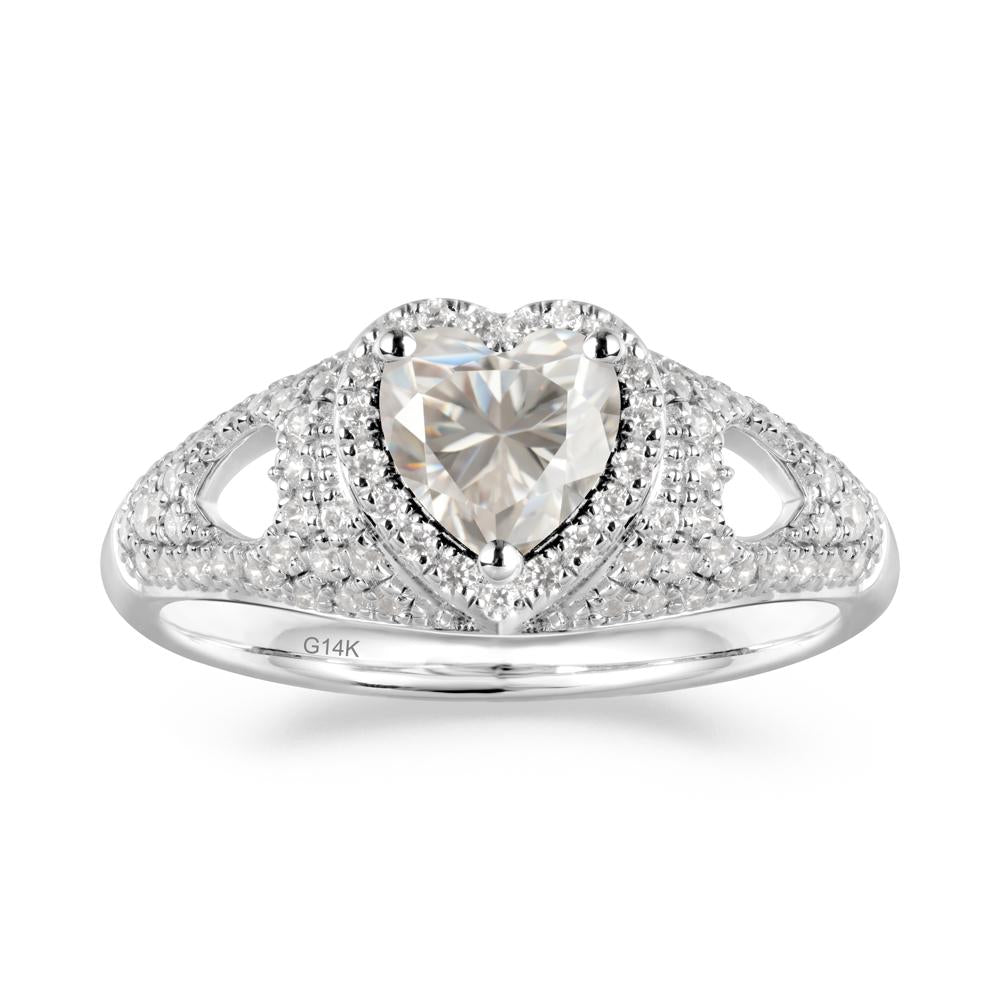 Heart Cut Moissanite Pave Ring - LUO Jewelry #metal_14k white gold