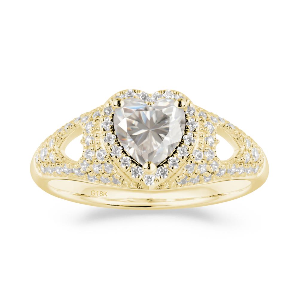 Heart Cut Moissanite Pave Ring - LUO Jewelry #metal_18k yellow gold